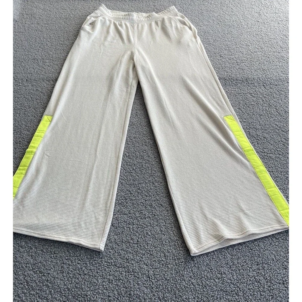 Free People Movement Pants Snow Day Thermal Wide Leg Ivory Boho Retro Large New